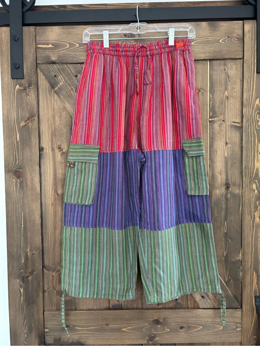 Nepal Patchwork Cotton Capri Pants XL Boho Hippie Cargo